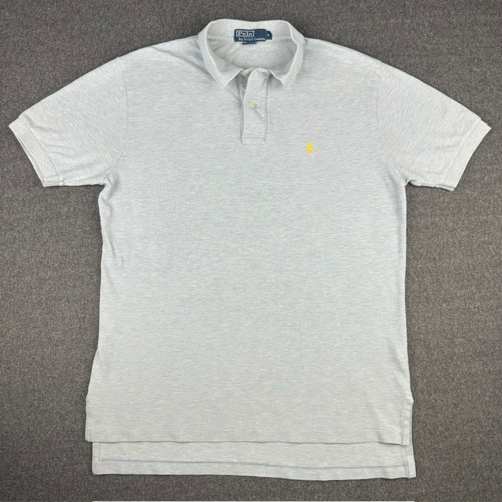 Polo Ralph Lauren Mens Medium Grey Blue Heather Short Sleeve Pony Polo Shirt